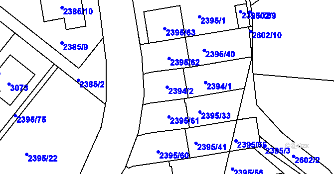 Parcela st. 2394/2 v KÚ Protivín, Katastrální mapa