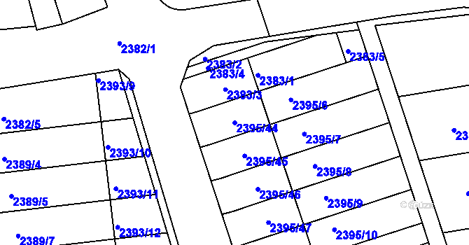 Parcela st. 2395/44 v KÚ Protivín, Katastrální mapa