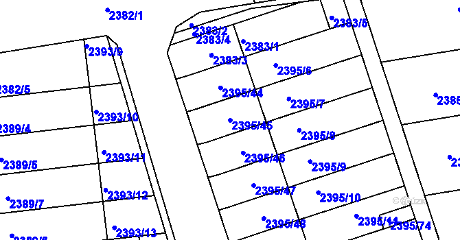 Parcela st. 2395/45 v KÚ Protivín, Katastrální mapa