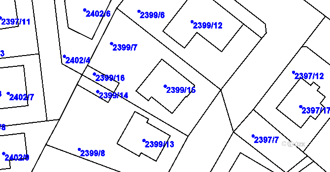 Parcela st. 2399/15 v KÚ Protivín, Katastrální mapa