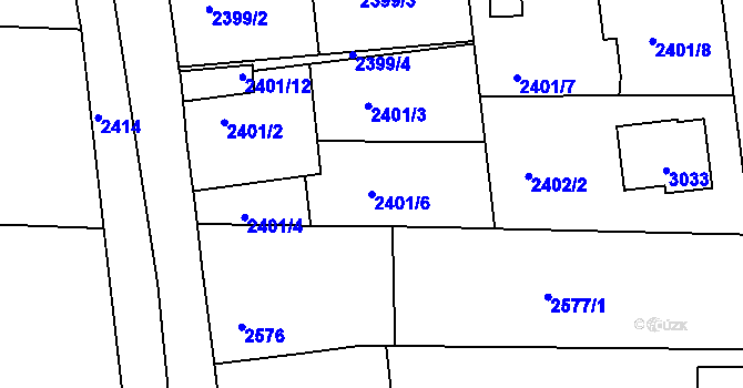 Parcela st. 2401/6 v KÚ Protivín, Katastrální mapa