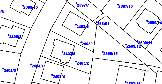 Parcela st. 2403/1 v KÚ Protivín, Katastrální mapa