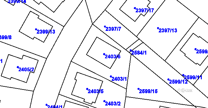 Parcela st. 2403/6 v KÚ Protivín, Katastrální mapa