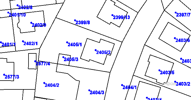 Parcela st. 2405/2 v KÚ Protivín, Katastrální mapa