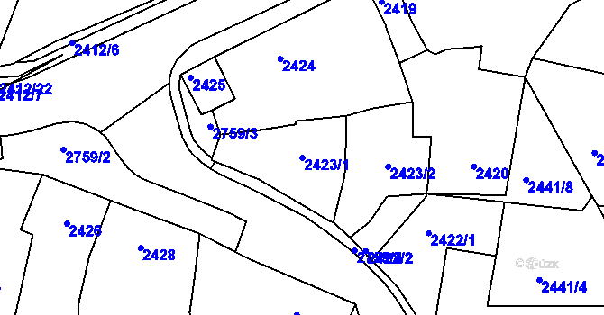 Parcela st. 2423/1 v KÚ Protivín, Katastrální mapa