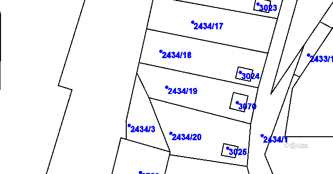Parcela st. 2434/19 v KÚ Protivín, Katastrální mapa