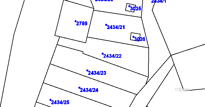 Parcela st. 2434/22 v KÚ Protivín, Katastrální mapa