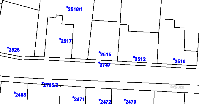 Parcela st. 2515 v KÚ Protivín, Katastrální mapa