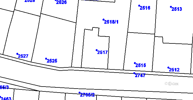 Parcela st. 2517 v KÚ Protivín, Katastrální mapa