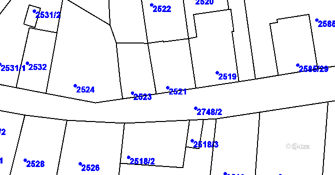 Parcela st. 2521 v KÚ Protivín, Katastrální mapa