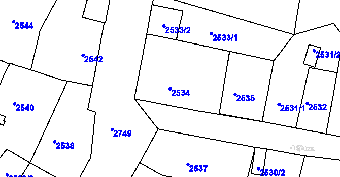 Parcela st. 2534 v KÚ Protivín, Katastrální mapa