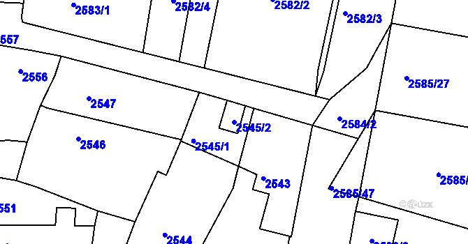 Parcela st. 2545/2 v KÚ Protivín, Katastrální mapa