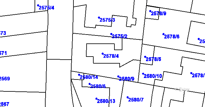 Parcela st. 2578/4 v KÚ Protivín, Katastrální mapa