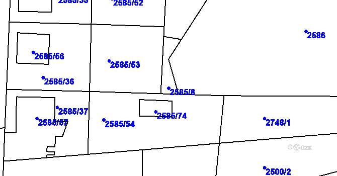 Parcela st. 2585/8 v KÚ Protivín, Katastrální mapa