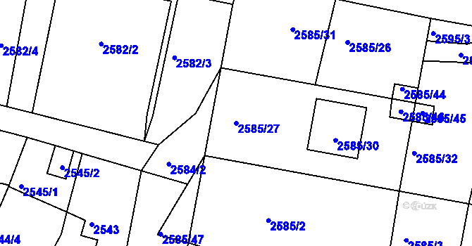 Parcela st. 2585/27 v KÚ Protivín, Katastrální mapa
