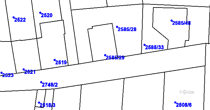 Parcela st. 2585/29 v KÚ Protivín, Katastrální mapa