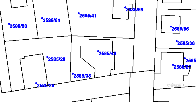 Parcela st. 2585/48 v KÚ Protivín, Katastrální mapa