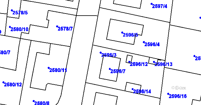 Parcela st. 2596/3 v KÚ Protivín, Katastrální mapa