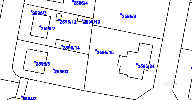 Parcela st. 2596/16 v KÚ Protivín, Katastrální mapa
