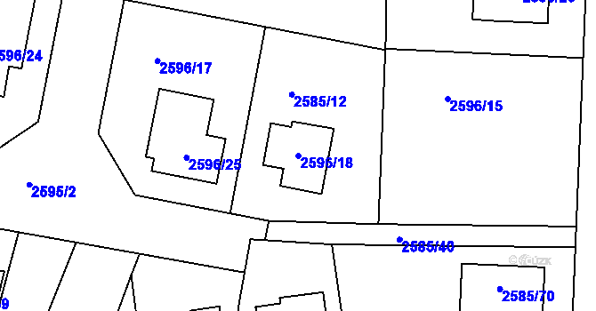 Parcela st. 2596/18 v KÚ Protivín, Katastrální mapa