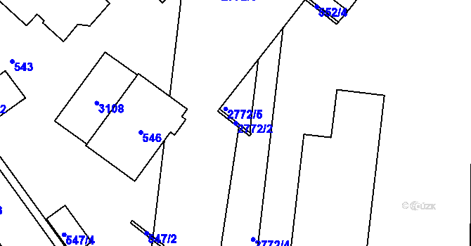 Parcela st. 2772/2 v KÚ Protivín, Katastrální mapa