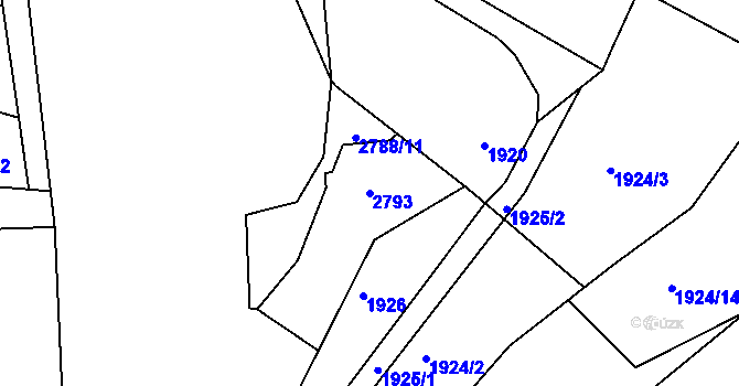 Parcela st. 2793 v KÚ Protivín, Katastrální mapa