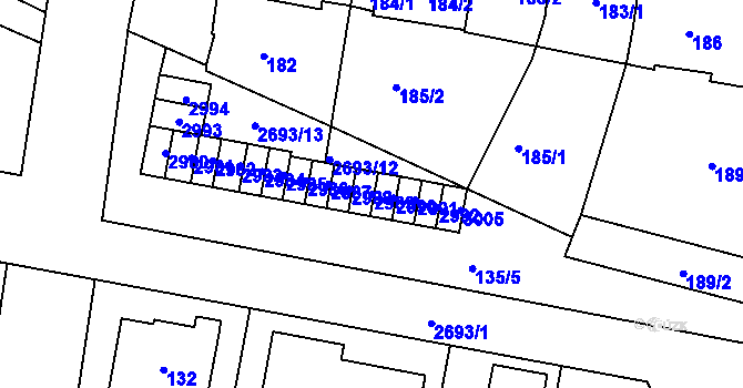 Parcela st. 2989 v KÚ Protivín, Katastrální mapa