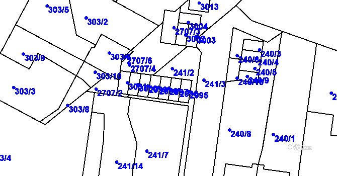 Parcela st. 2997 v KÚ Protivín, Katastrální mapa