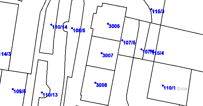 Parcela st. 3007 v KÚ Protivín, Katastrální mapa