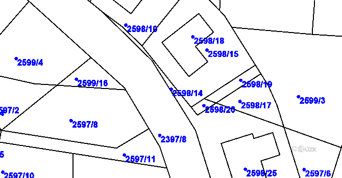Parcela st. 2598/14 v KÚ Protivín, Katastrální mapa