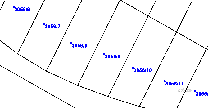 Parcela st. 3056/9 v KÚ Protivín, Katastrální mapa