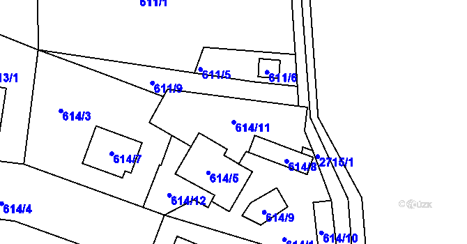 Parcela st. 614/11 v KÚ Protivín, Katastrální mapa