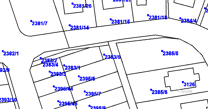 Parcela st. 2383/5 v KÚ Protivín, Katastrální mapa