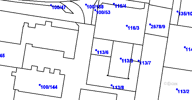 Parcela st. 113/6 v KÚ Protivín, Katastrální mapa