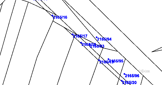 Parcela st. 2165/18 v KÚ Protivín, Katastrální mapa