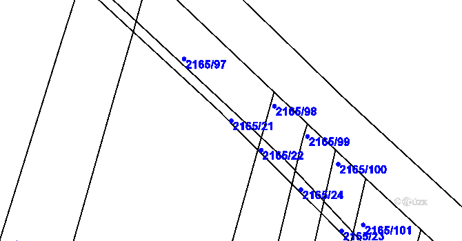 Parcela st. 2165/21 v KÚ Protivín, Katastrální mapa