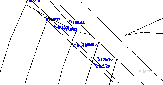 Parcela st. 2165/95 v KÚ Protivín, Katastrální mapa
