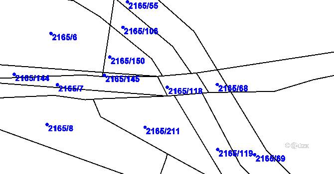Parcela st. 2165/118 v KÚ Protivín, Katastrální mapa