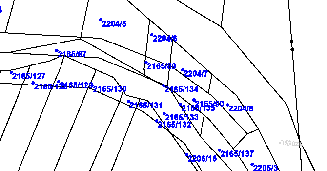 Parcela st. 2165/134 v KÚ Protivín, Katastrální mapa