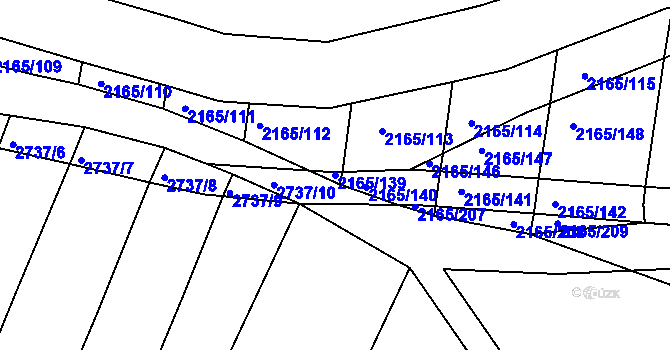 Parcela st. 2165/139 v KÚ Protivín, Katastrální mapa
