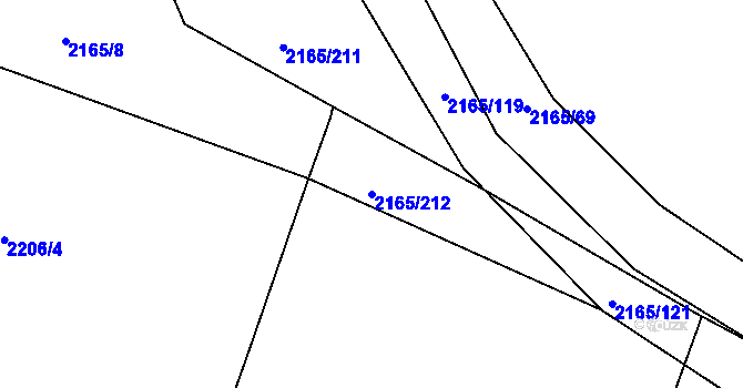 Parcela st. 2165/212 v KÚ Protivín, Katastrální mapa