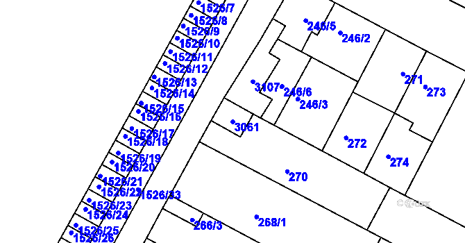 Parcela st. 3061 v KÚ Protivín, Katastrální mapa