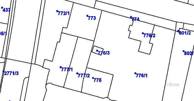 Parcela st. 776/3 v KÚ Protivín, Katastrální mapa