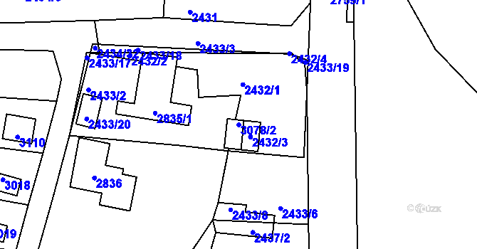 Parcela st. 3078/2 v KÚ Protivín, Katastrální mapa