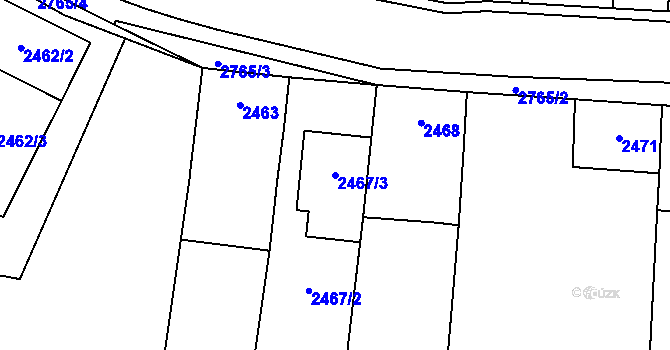 Parcela st. 2467/3 v KÚ Protivín, Katastrální mapa