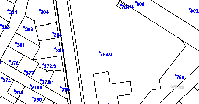 Parcela st. 784/3 v KÚ Protivín, Katastrální mapa