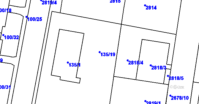 Parcela st. 135/19 v KÚ Protivín, Katastrální mapa