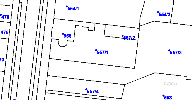 Parcela st. 557/1 v KÚ Protivín, Katastrální mapa