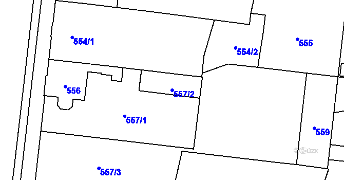Parcela st. 557/2 v KÚ Protivín, Katastrální mapa