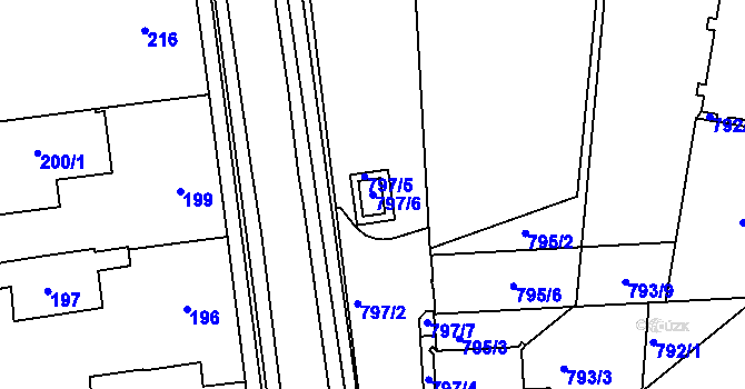 Parcela st. 797/6 v KÚ Protivín, Katastrální mapa